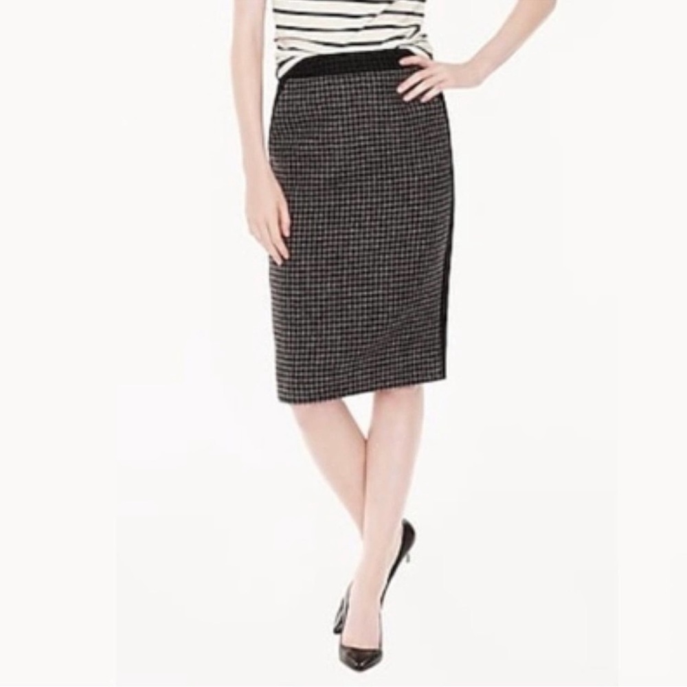 J.Crew The Pencil Skirt Color Block Houndstooth Wool blend Size 0